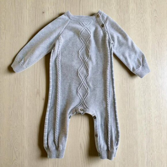 Trois Moutons Cotton Diamond Knit Footless Romper 9 Months - Picture 2 of 7